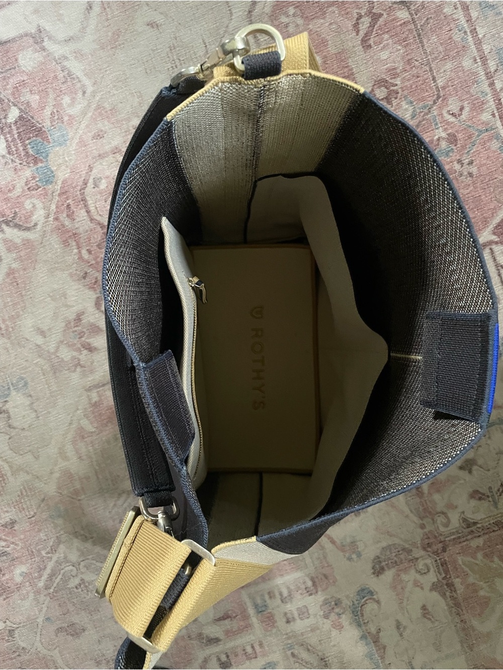 Rothy’s Black Canvas Bucket Bag with Adjustable Yellow Strap - Picture 6 of 6